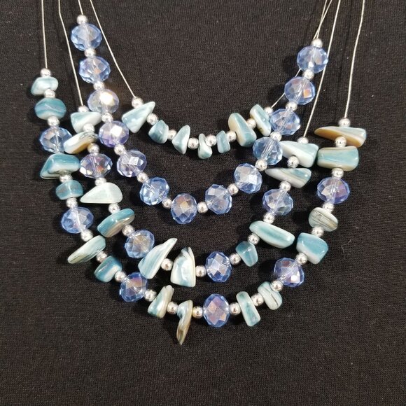 Blue Crystal and Shell Necklace & Earrings by Croft & Barrow NWT - Picture 3 of 11